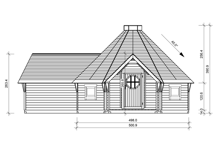 5m Glamping Pod Front Plans