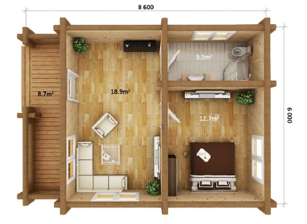 log home 1 bedroom plan